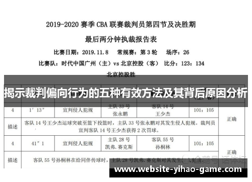 揭示裁判偏向行为的五种有效方法及其背后原因分析