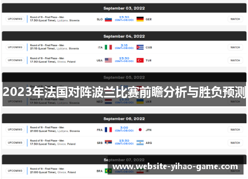 2023年法国对阵波兰比赛前瞻分析与胜负预测