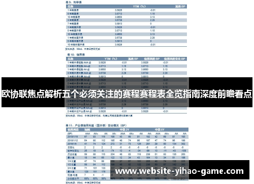欧协联焦点解析五个必须关注的赛程赛程表全览指南深度前瞻看点